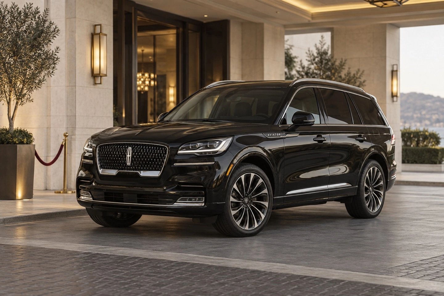 Black Lincoln Aviator for airport pickups, family travel and private wine tours
